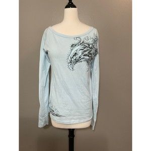 Woman's Large Light Blue Harley-Davidson Long Sleeve Shirt